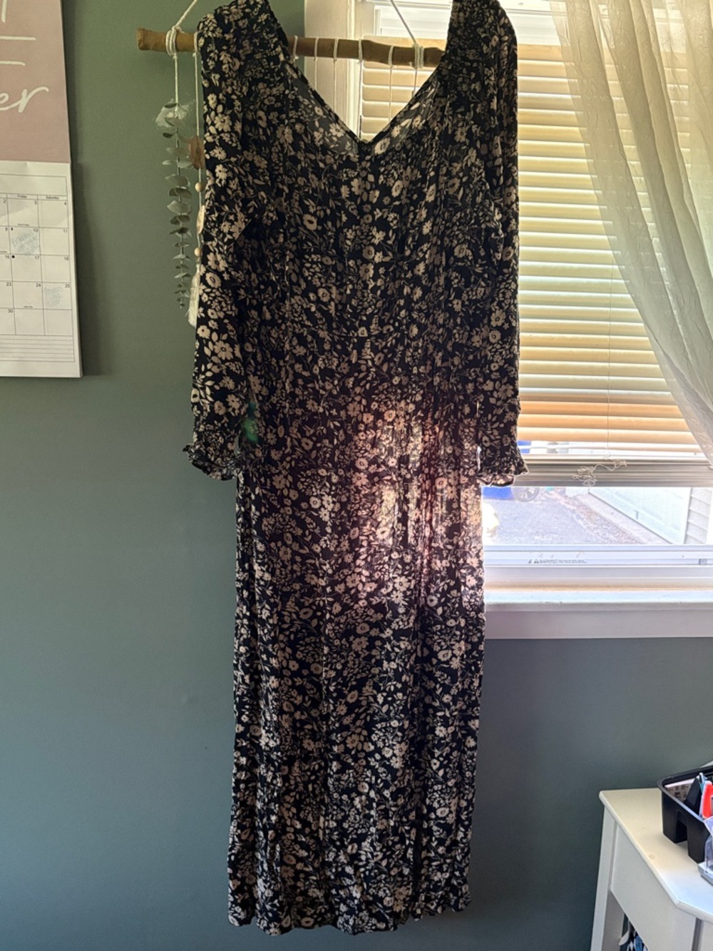 Sonoma Black Maxi Dress with Cream Floral Print (Maternity)